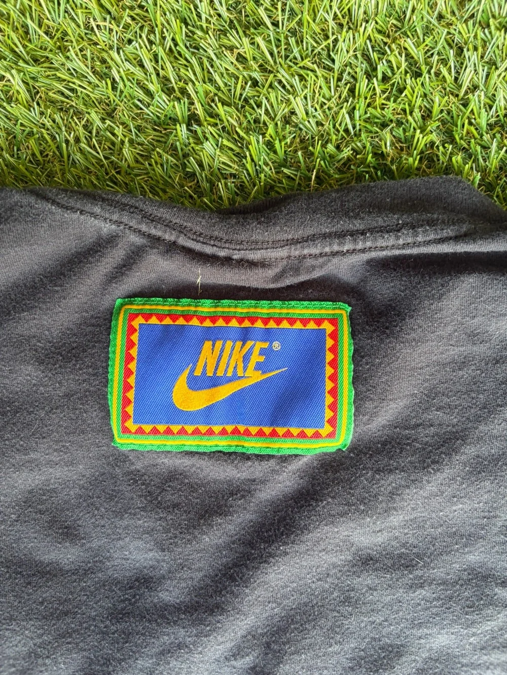 Nike Black Tee with Rainbow Peace Sign and Multicolor 'Just Do It'